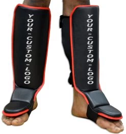 CUSTOM Hook&Loop Grappling Shin Instep - Open Back -Boxing Shop R2C06N red verticle logo 50842.1603930738.1280.1280