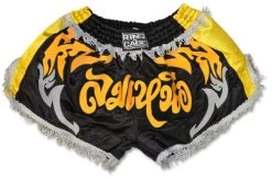 Retro Muay Thai Short - Black/Gold/Silver -Boxing Shop RC31RTSBKG 40718.1384229623.1280.1280